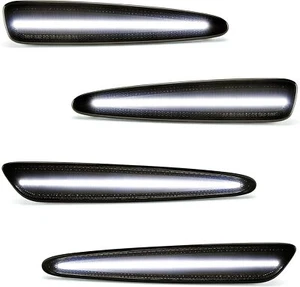 Front & Rear White LED Side Marker Lights For 2005-2013 Chevy Corvette C6 Smoked - Picture 1 of 7