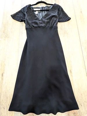 Evan Picone Dress Womens 10 Black Short Sleeve Sequin Top Zip Up Casual Classic - Image 1 of 4