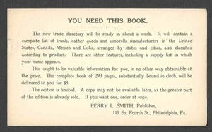 1912 PC PHILA PA PERRY L SMITH TRADE DIRECTORY OF LEATHER GOODS - Picture 1 of 1