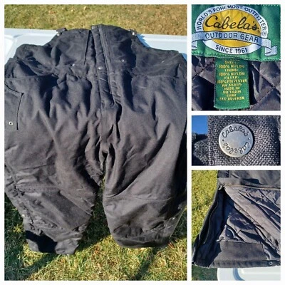 Cabela's Bib Overalls Black Cargo Pocket Mens 2XL REG Hunting Snowmobile HD EUC - Image 1 of 4