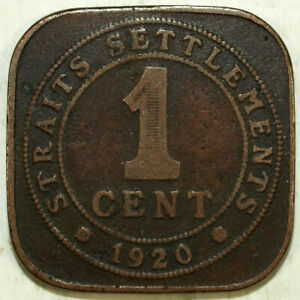 1920 George V King Emperor Of India Straits Settlements☆☆ 1 Cent 516