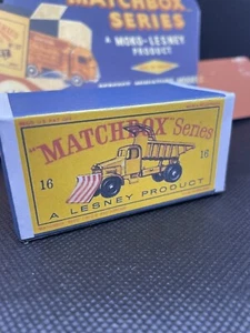Matchbox Lesney 16 c2 Snow Plough later Orange Stripes Empty Repro Box D Style - Picture 1 of 2