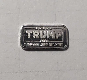 NUOVO! Bandiera Donald Trump 2024 USA - 1 grammo .999 lingotto argento fine - Foto 1 di 2
