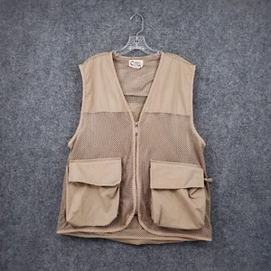 VINTAGE Sports Afield Hunting Vest Mens 1XL Brown Mesh Utility Pocket Full Zip - Picture 1 of 9
