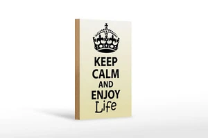 Holzschild Spruch 12x18 cm Keep Calm and enjoy life Holz Deko Schild wooden sign - Picture 1 of 5