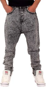 Pantalones de mezclilla cónicos entrepierna caída lavado ácido para hombre Nappy Boy 100 % algodón ropa de calle - Imagen 1 de 4