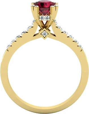 3.80Ct Round Cut Lab Created Red Ruby & Diamond Solitaire Engagement Ring - Image 1 of 3