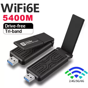 WiFi6E Tri-Band AX5400 USB3.0 WiFi Adapter 2,4 GHz + 5 GH + 6 GHz Wireless Netzwerkkarte - Bild 1 von 10