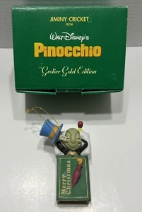 Disney Grolier Gold Edition Jiminy Cricket Matchbox Christmas Ornament Box RARE - Picture 1 of 9