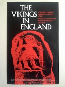 VINTAGE 1982 "THE VIKINGS IN ENGLAND" YORKSHIRE MUSEUM BRITISH EXHIBITION POSTER - Picture 1 of 9