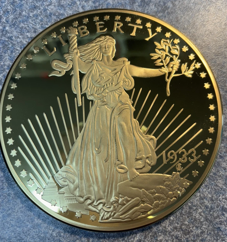 2014 Jumbo Dream GOLD DOUBLE EAGLE 1933  3.9" 24k-layered Commemorative Coin COA - Image 1 of 4