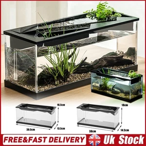 Small Fish Tank Aquarium Tank Build-In Light Water Pump Clear Cover Ecological. - Picture 1 of 10