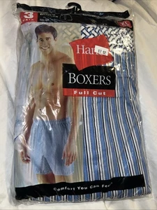 Hanes XL 42-44 Men’s Boxers 100% Cotton 3 Pair Full Cuts Striped VINTAGE 2000 - Picture 1 of 3
