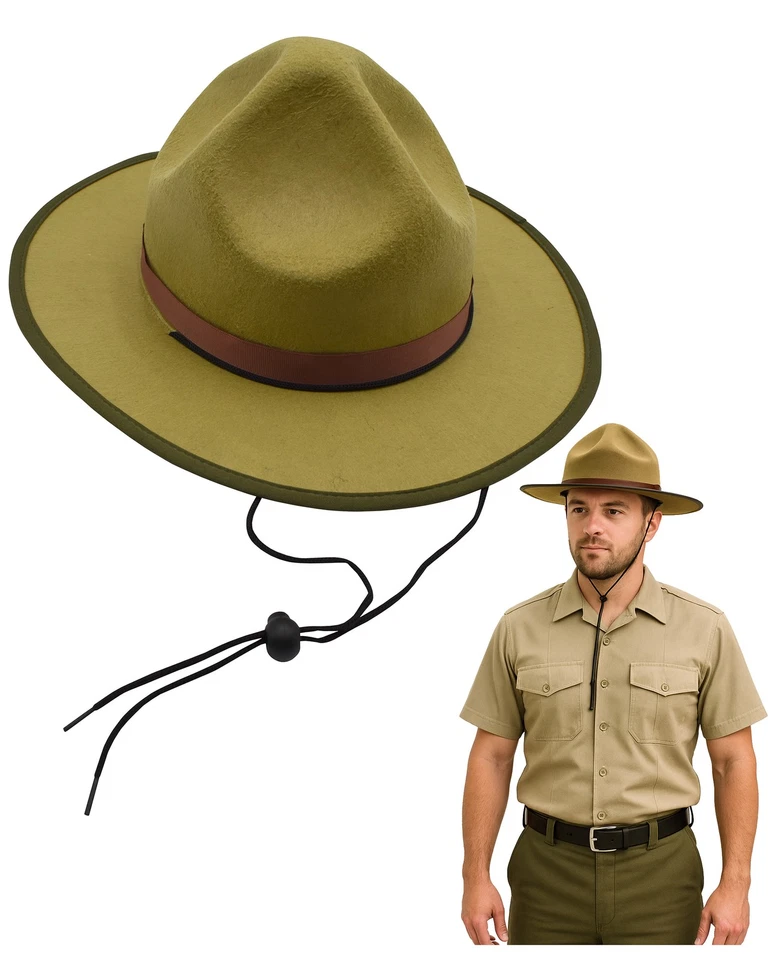 Adulto Campaña Soldado Patrulla de Carreteras Mountie Sheriff Park Ranger Disfraz Sombrero Foto 1 de 1