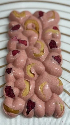 Handmade white choco mix w strawberry powder  Heart Chocolate cashew raspberry. - Image 1 of 4