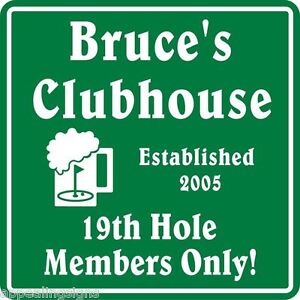 Personalized Golf Golfing 19th Hole Clubhouse Gift Bar Sign #2 Custom USA Made