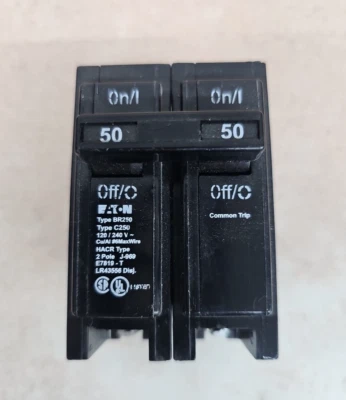 Eaton BR250 50Amp Double Pole Standard Trip Circuit Breaker - Image 1 of 4