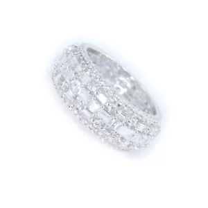 Full Eternity Band 925 Sterling Silver Baguette Princess Cubic zirconia Ring - Picture 1 of 4