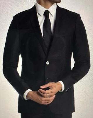 ZANETTI мужчин PORTO черный 100% шерсти Blazer / куртка / пальто размер 42 обычный новый с Ярлыками - Изображение 1 из 4