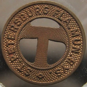 Token de tranvía de tránsito ferroviario municipal 1946 San Petersburgo, Florida - Imagen 1 de 2