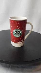 2007 Starbucks Logo Coffee Mug Xmas Red Holiday Snow Series Tall 16 oz Original - Picture 1 of 5