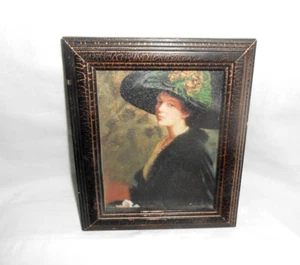 Vintage Victorian Lady Print With Wonderful Hat Framed 6 X 8 1/2" - Picture 1 of 3