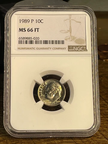 1989 P Roosevelt 10c, NGC Graded MS 66 FT, 020 Cover