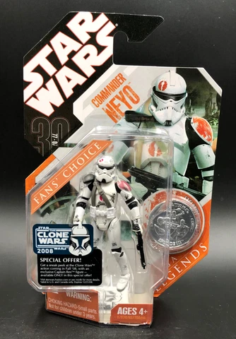 Star Wars 30th Anni. Saga Legends COMMANDER NEYO Hasbro 2007 New NOC 3.75 Coin Cover