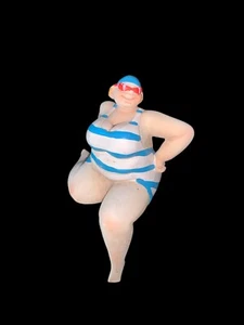 De colección Natación Playa Regordeta Dama Grasa en Disfraz de Baño Junto al Mar Divertido Baño Reino Unido - Imagen 1 de 4