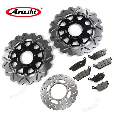 Rotor de freio dianteiro traseiro + pastilhas de freio orgânicas para Kawasaki Z750 ABS 2007 - 2011 - Imagem 1 de 4