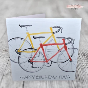 Personalised Male Racer Bike Birthday Card Friend Dad Husband Brother Son Uncle - Picture 1 of 9