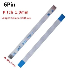 Pitch 1.0mm 6-Pin 6P FFC/FPC Flexible Flat Cable 80C 60V VW-1 W: 7mm 50-3000mm  - Picture 1 of 6