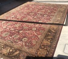 Agra Oriental Rug Handmade Red Allover Mahal pattern 9’.9”x 14’.2” Just Cleaned