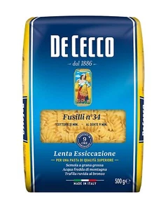 5x Pasta De Cecco 100% Italienisch Fusilli N. 34 Nudeln 500g - Bild 1 von 1