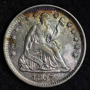 1857 Seated Liberty Silver Half Dime CHOICE BU *UNCIRCULATED* MS TONED E306 RNHM - Picture 1 of 3
