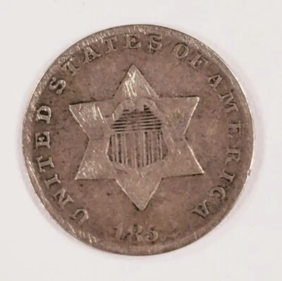 1852 3CS Three Cent Silver Piece in Very Good VG Condition, Natural Color - Image 1 of 2