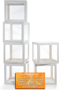 White Transparent Balloon Boxes with 78 Letters, Name Boxes for Baby Shower, Cle - Picture 1 of 12