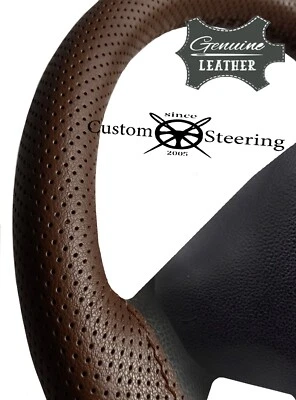 FOR VOLVO TRUCK VNL 2016-2020 BROWN PERFORATED LEATHER STEERING WHEEL COVER - Image 1 of 4