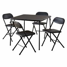 Folding Tables & Chairs. 5-Piece Card Table Set, Black