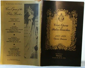 CIVIC OPERA of the PALM BEACHES Playbill 1977-1978 SEASON Manon DON GIOVANNI & D - Bild 1 von 4