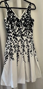 Lauren Ralph Lauren Dress Womens 2 Midi Black & White Whimsigoth Witchy Fairy - Picture 1 of 22