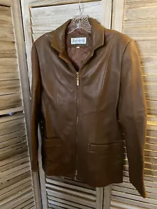Chaqueta de Cuero Genuino Jones New York Talla S Marrón Suave Cremallera Completa - Imagen 1 de 5