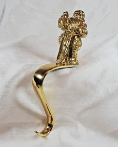 Christmas Brass Santa Stocking Holder Heavy Metal Sleek Mantel Decor 8"H - Picture 1 of 6