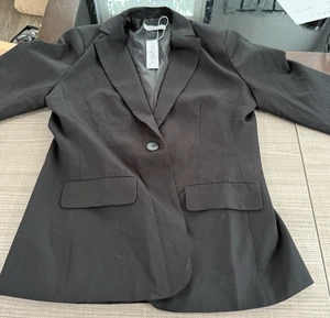 Cicy Bell Womens L Blazer Jacket Button Closure Black Office Career Business NWT - Picture 1 of 6