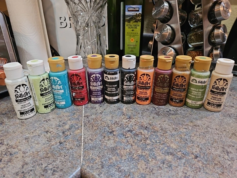 Lote de 12 pinturas acrílicas de arte popular de 2 oz Foto 1 de 4