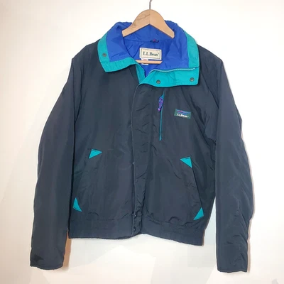 VTG LL Bean Made in USA Women's Size L arge Black Bomber Style Nylon Jacket - Image 1 of 4