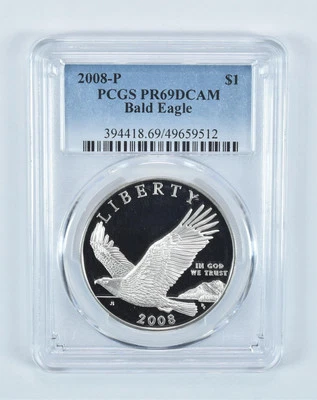 2008-P Bald Eagle Commemorative Dollar PR69 DCAM PCGS Blue Label - Image 1 of 4