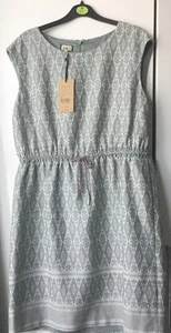 Hobbs Dress Size 14 Teal Green Ivory Sleeveless 100% Cotton NWT - Picture 1 of 14