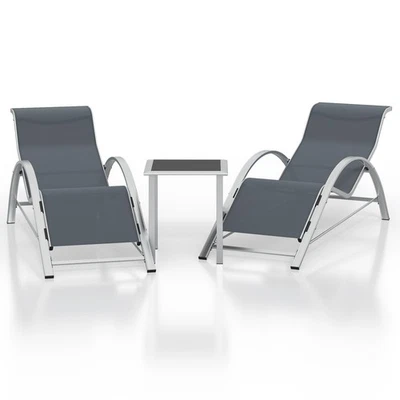 Juego de 3 chaise lonones de exterior - Juego de salón de patio de aluminio Foto 1 de 4