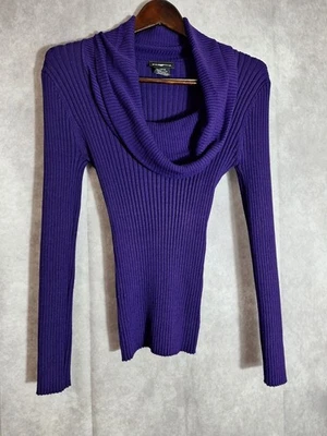 Suéter Top Para Mujer Púrpura Cortina Cuello Acanalado Grueso Y2K Talla XL Elástico Y2K Phoebe Foto 1 de 4